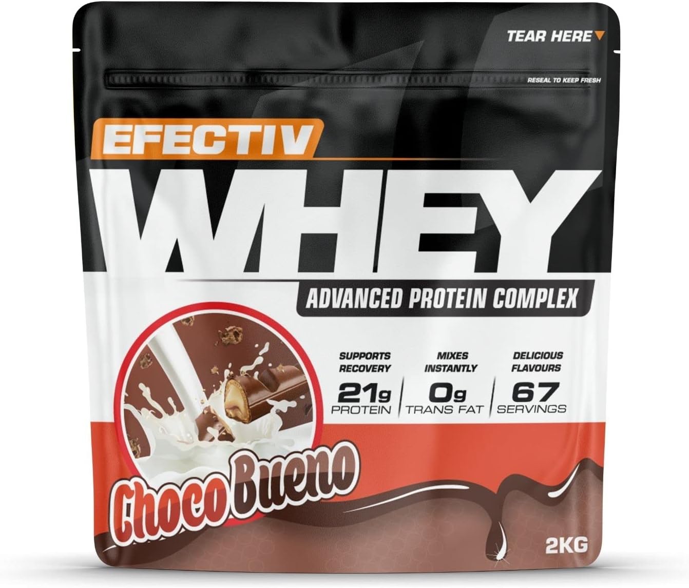 EFECTIVWhey Protein - Advanced Protein Complex - 67 Servings - 21g of Protein - Gluten Free - Vegetarian Friendly - Mixes Instantly (Choco Bueno, 2kg)