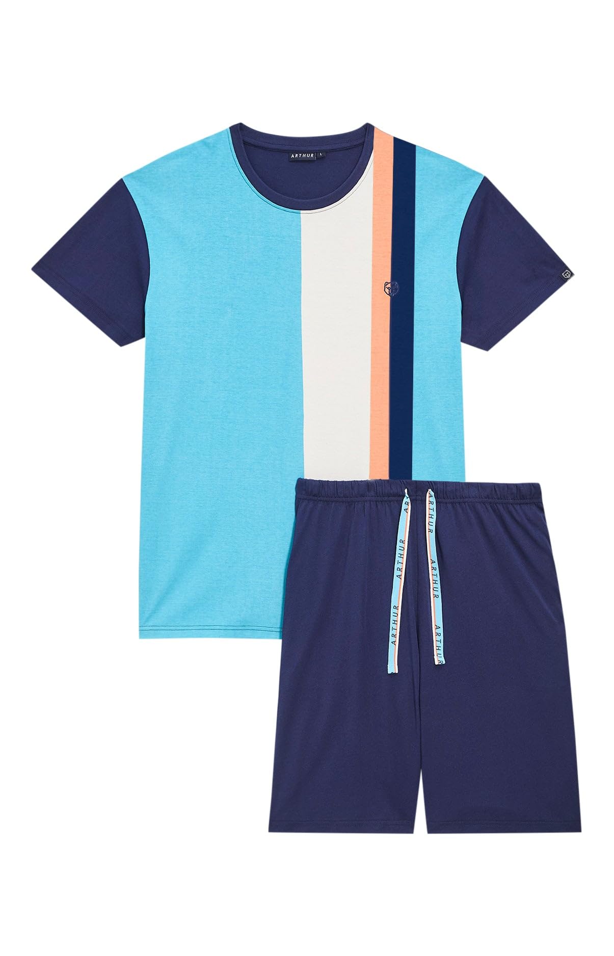 ARTHUR - Pyjama Court Homme, Ensemble Manches Courtes et Short - 100% Coton Bio Doux et Confortable