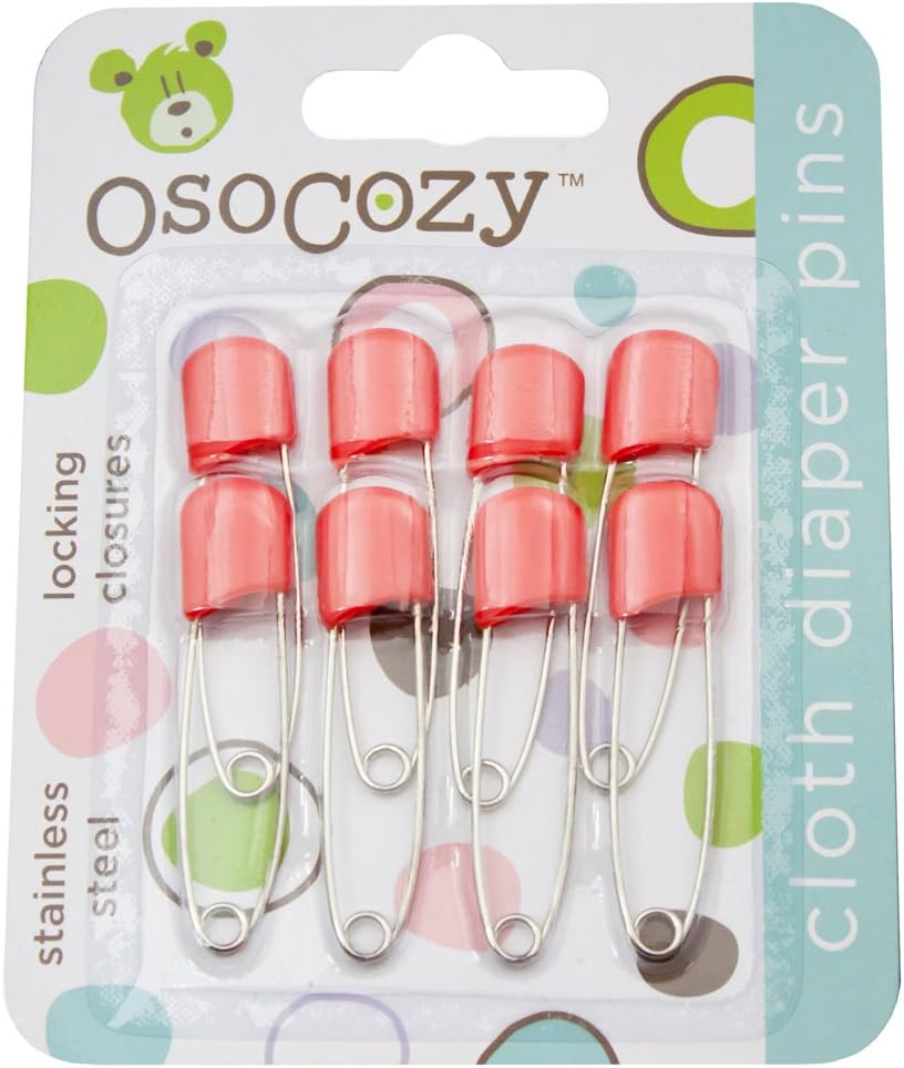 Diaper Pins - {Red} - Sturdy, Stainless Steel Diaper Pins with Safe Locking Closures - Use for Special Events, Crafts or Colorful Laundry Pins