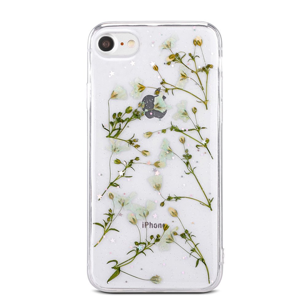 TIPFLY iPhone 6 Plus/6s Plus Case, iPhone 6 plus/6s Plus Real Flower Soft TPU Case Pretty Natrual Unique Dry Real Flower Case for iPhone 6s Plus 5.5 inch-Flower1