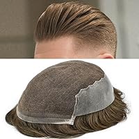 Vista 68 de Sistema de cabello de encaje francés para hombres, pieza de cabello humano real, encaje frontal, tupé, nudo blanqueado, línea capilar natural