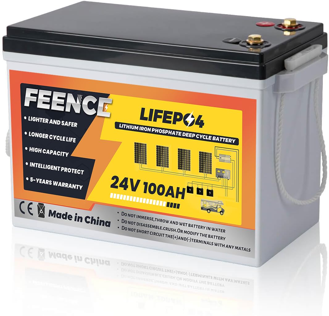 Batteria al litio LiFePO4 da 5120 kWh Mini 24 V 100 Ah con BMS da 200 A integrata e protezione dalle basse temperature, ideale per motori da traina da 24 V (barche), camper e applicazioni indipendenti