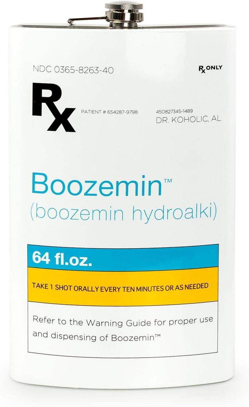 RX Boozemin 64 Oz Large Oversize Stainless Steel Novelty Liquor Flask