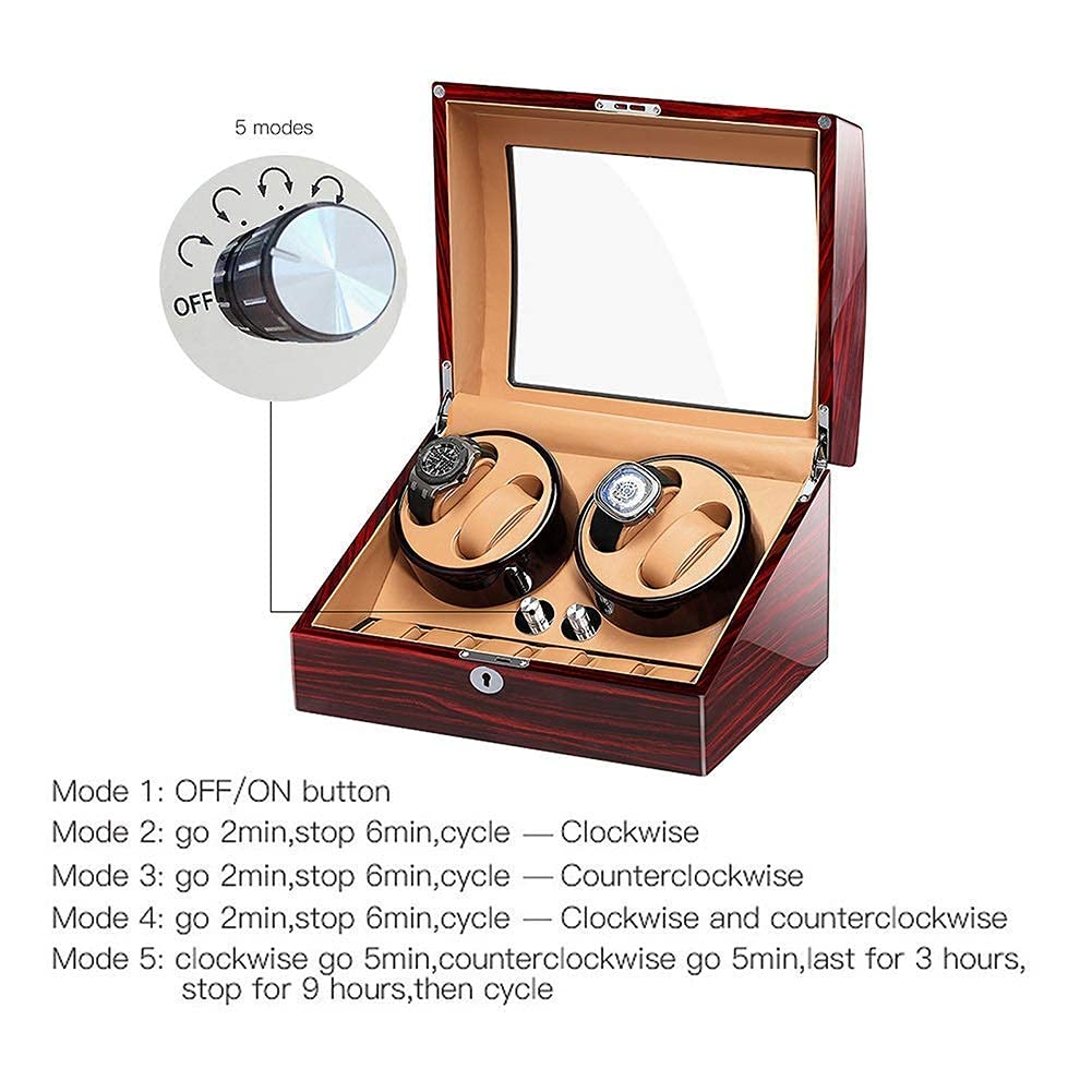 Caricatore Automatico per Orologi 4+6, Scatola Carica Orologi, Doppia Alimentazione, Esterno Verniciato a Pianoforte, Motore Silenzioso, Cuscino Flessibile per Orologi, espositore