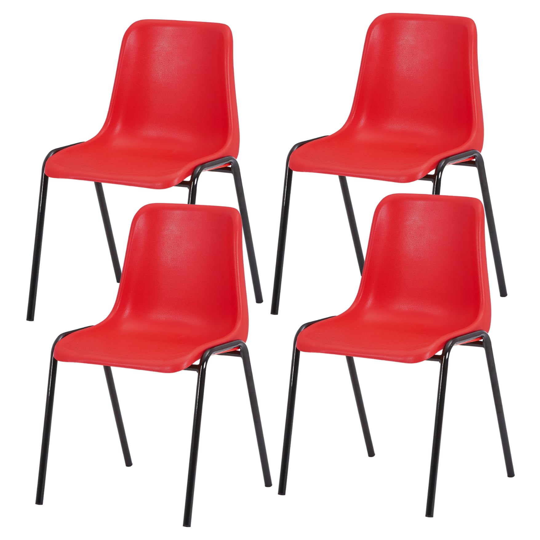 Durabull Red Plastic Stacking Chair - Indoor/Outdoor Seating for Home, Office, Classroom, Restaurant & Commercial Use - Steel Frame & Ergonomic Seat