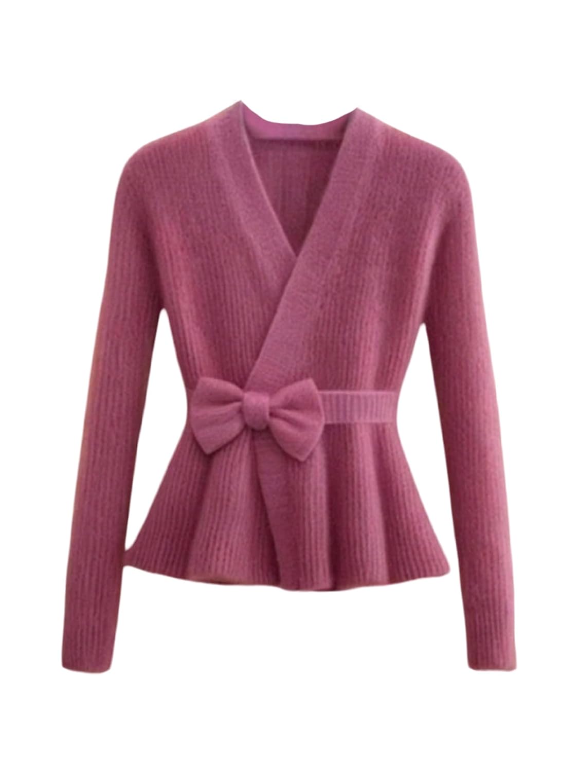Verdusa Womens Old Money Wrap Top Bow Tie Waist Cozy Sweaters Fall Clothes