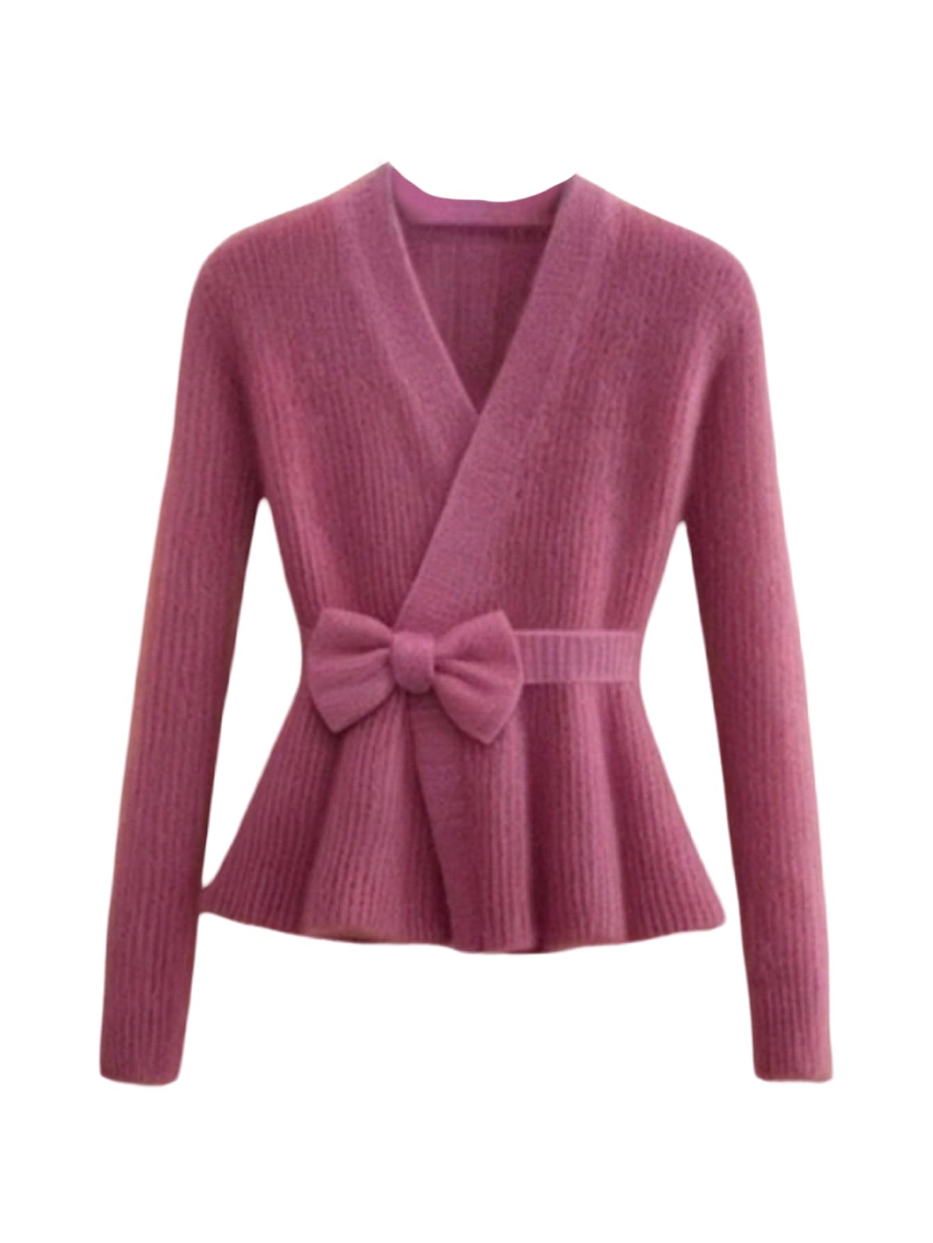 Verdusa Womens Old Money Wrap Top Bow Tie Waist Cozy Sweaters Fall Clothes