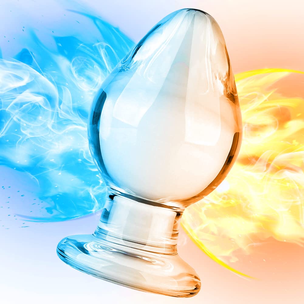 FST Large Anal Plug Crystal Mushroom Shape Butt Plug Glass Massage Bum Plug Sex Toys for Women Men Masturbation Transparent: L(6*10.5cm)