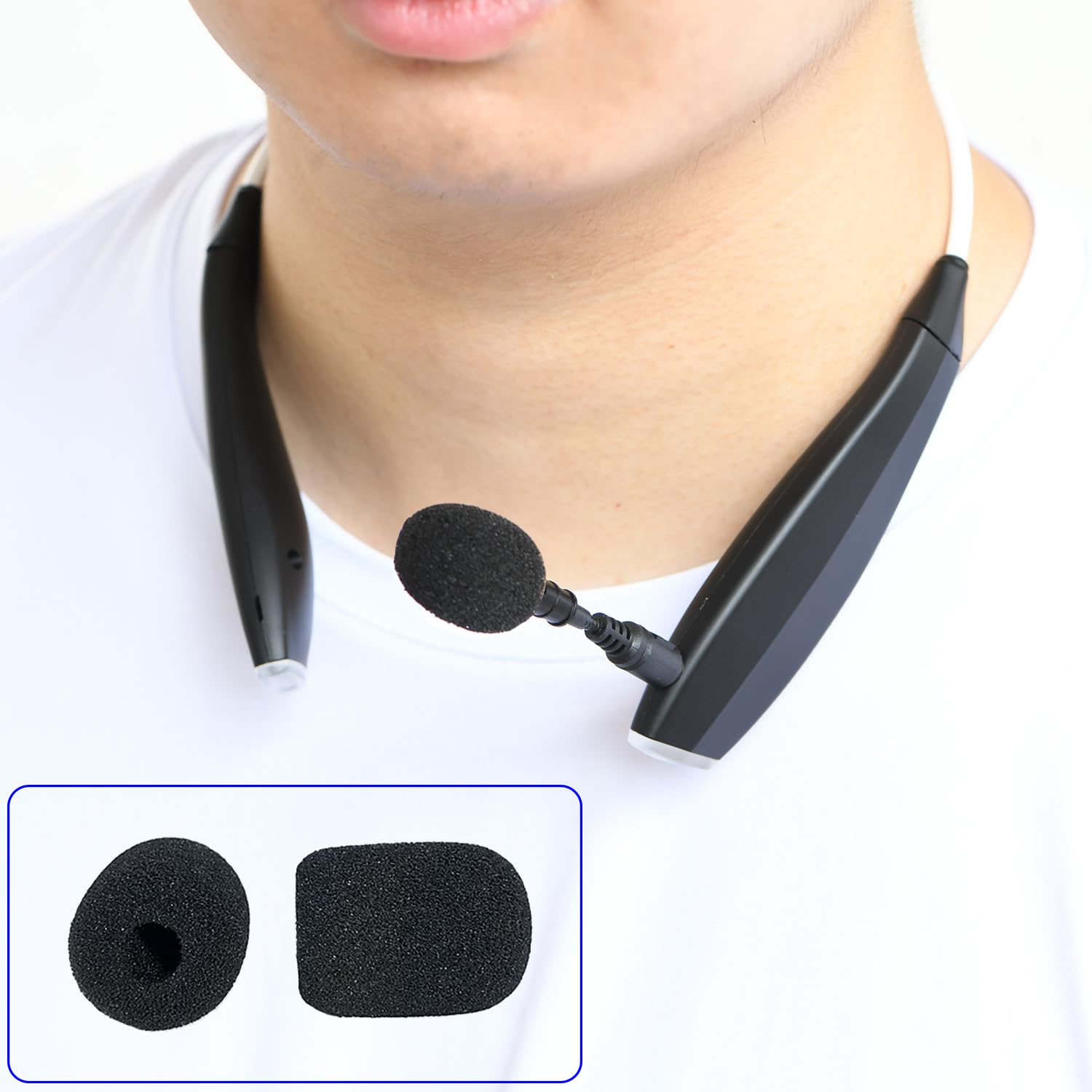 12 Bonnettes pour Micro-cravates, Mini Microphone Casque Pare-brise, Protecteur de Microphone Noir