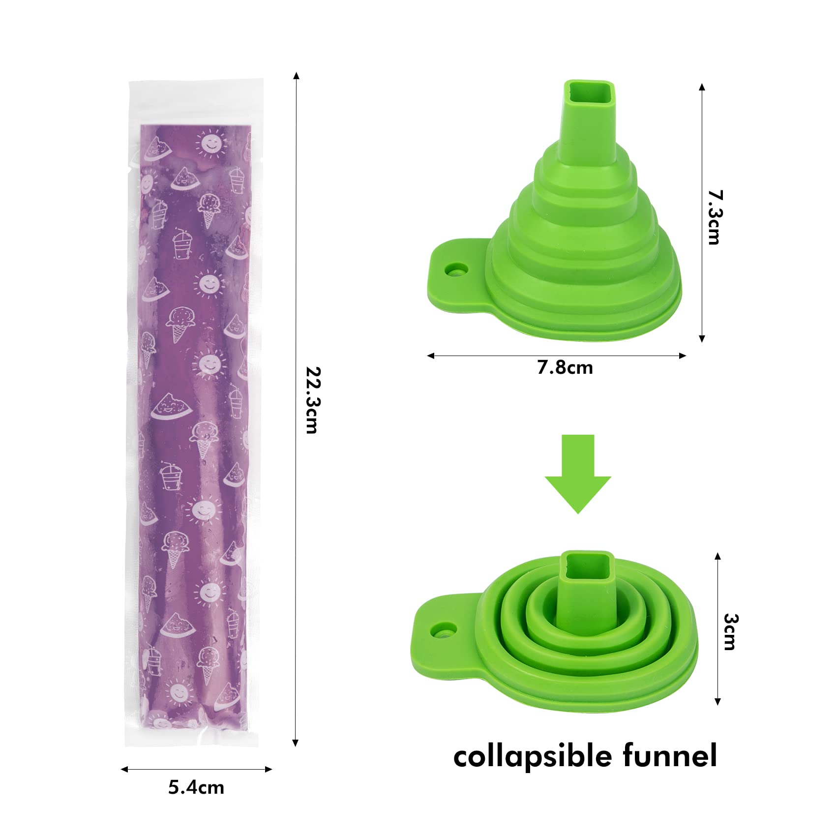 Sacchetti Per Ghiaccioli 120 Pezzi - Con Imbuto | Per Ghiaccioli Fatti In Casa E Snack - Foto 3
