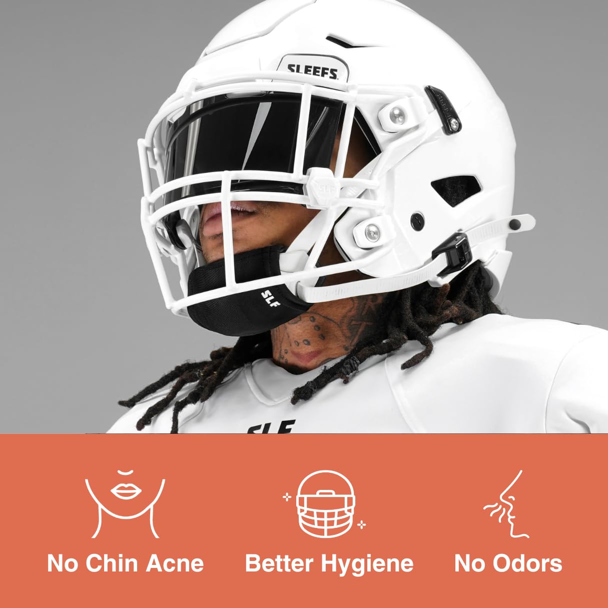 SLEEFS Football Chin Strap Cover - One Size Fits All Cushion - Shield Compatible with Virtually All Helmets
