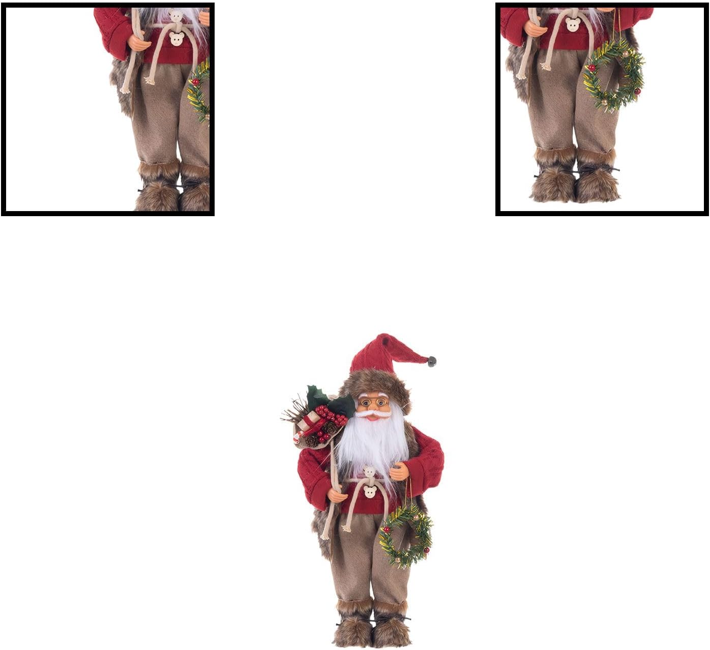 Santa Claus Ornament Christmas Decoration with Wreath for Holiday Home Decor and Tree Ornament Display