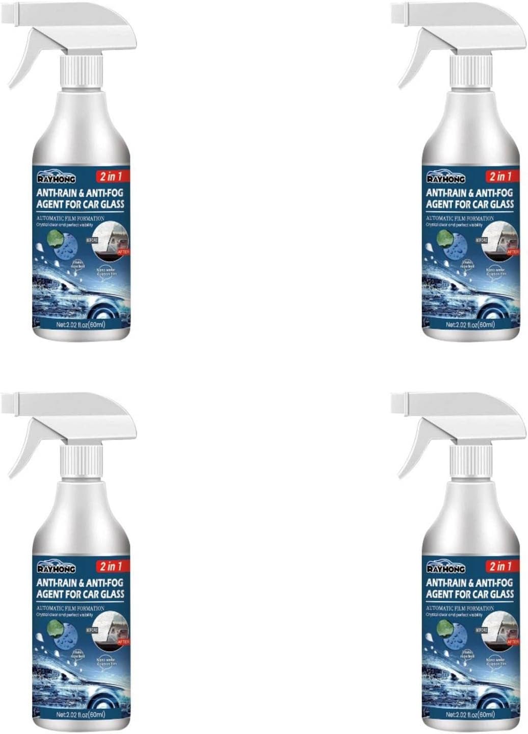 Anti Fog Car Windscreen Spray | Car Glass Waterproof Coating Agent | 2 in 1 Anti-Fog & Anti-Rain Spray for Car Rearview Mirror | Anti-Fog Spray for Car Windshield Glasses (60ml)
