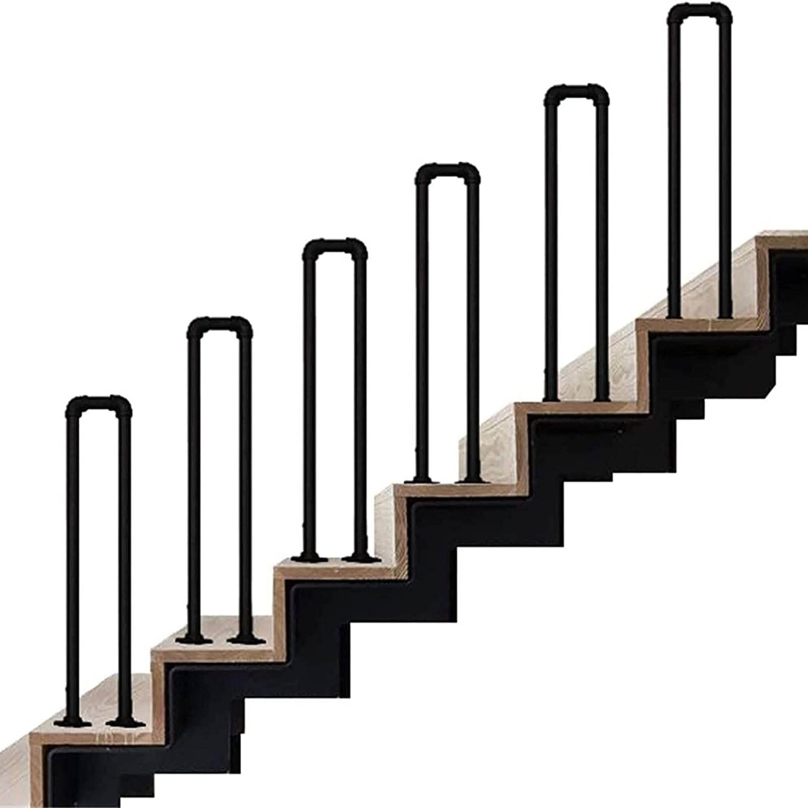 FKXSXAZ Stairs Handrail, Black Non- Slip Safety U- Shaped Grab Bar Railing, for Indoor Outdoor Loft Entryway Decoration Hand Rails, Easy to Install(Size:75cm/29.5in)