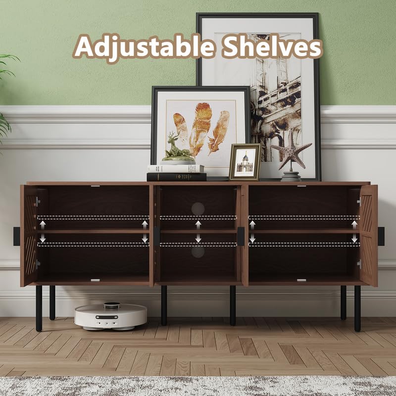Image of ARTPOWER 55 inch TV Stands, Entertainment Center with Storage, Brown