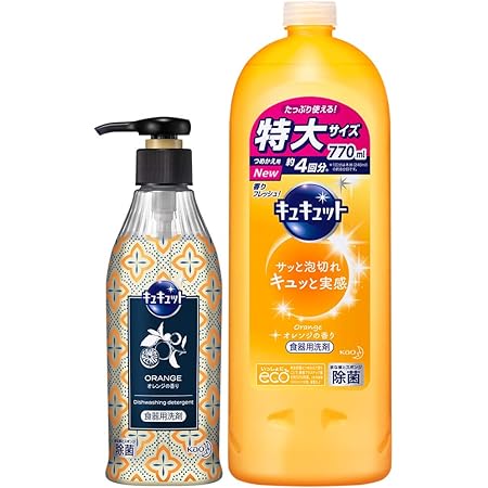 Amazon Amazon Co Jp 限定 まとめ買い キュキュット 食器用洗剤 オレンジの香り ポンプ 300ml 詰め替え770ml キュキュット 食器用洗剤