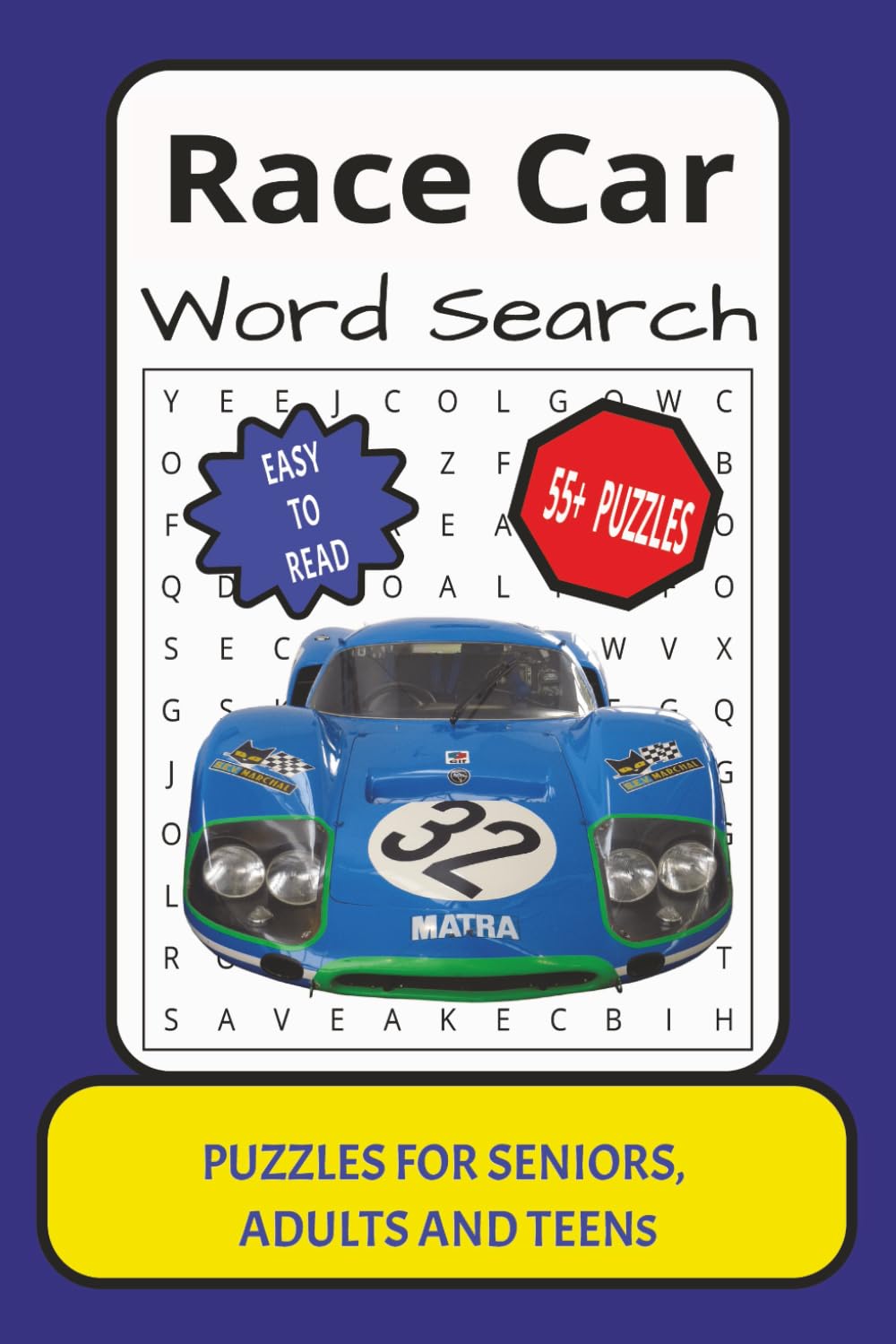 Race Car Word Search: Word Search with Easy to Read Print about Race Car, Puzzle Book, Race Car Activity, Brain Games, Drivers and More : 6x9 inches: ... for Vacations, Holidays and Relaxation