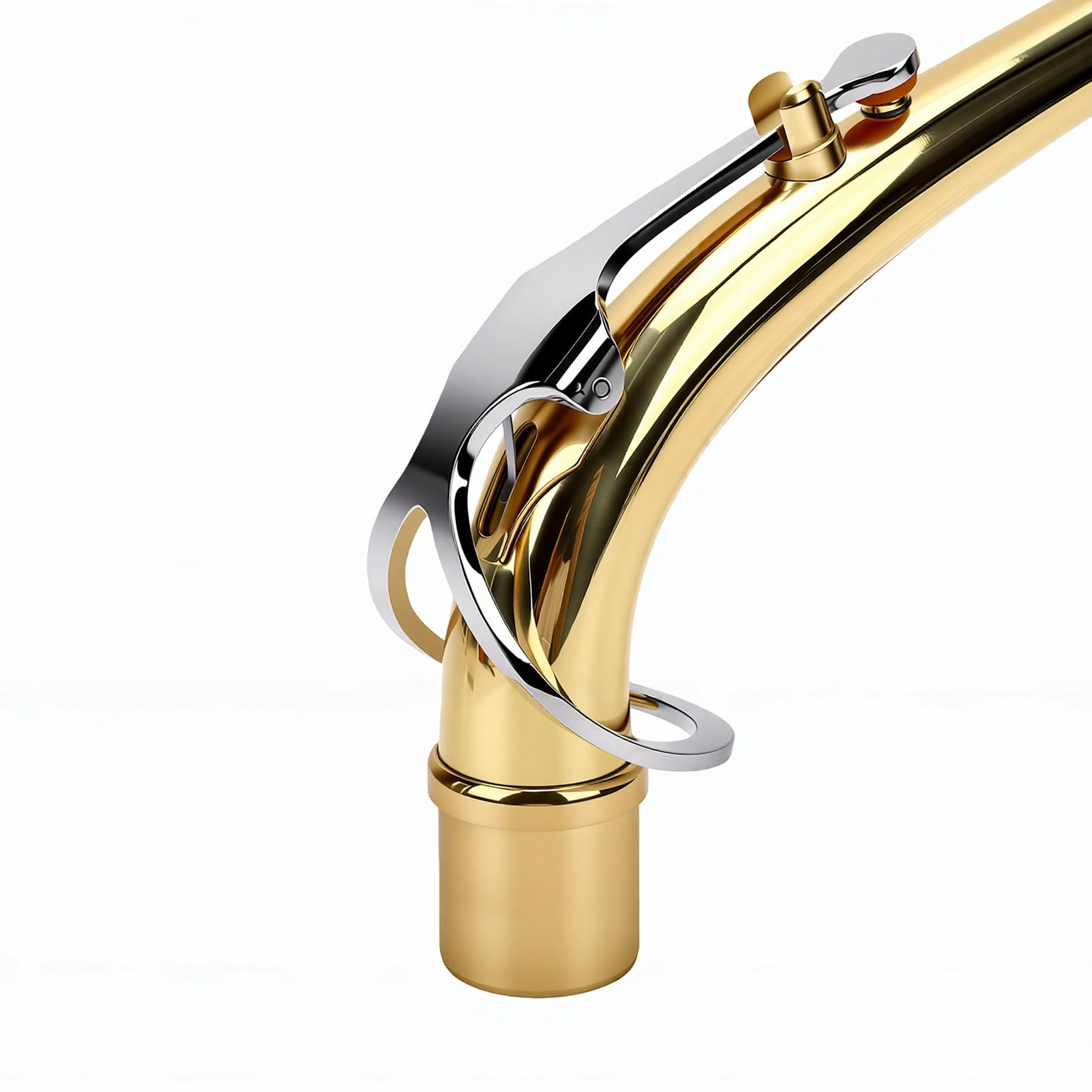 EMUKOEP Collo per Sassofono Contralto in Ottone Lucidato a Mano Sax Mib con Cuscinetti Ermetici per Studenti Musicisti