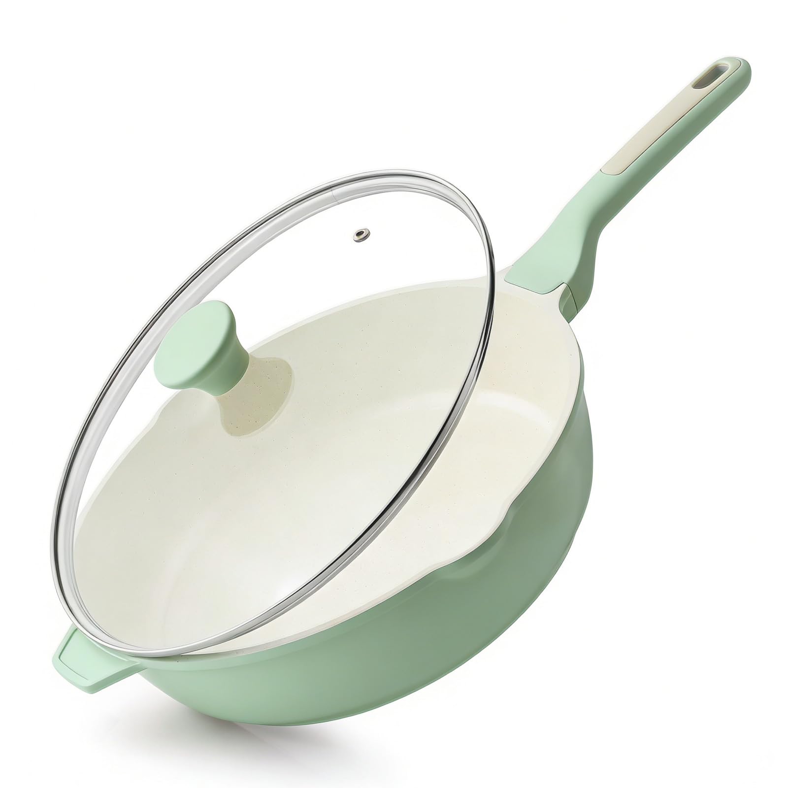 SENSARTE Nonstick Ceramic Skillet with Lid 12-inch/5QT