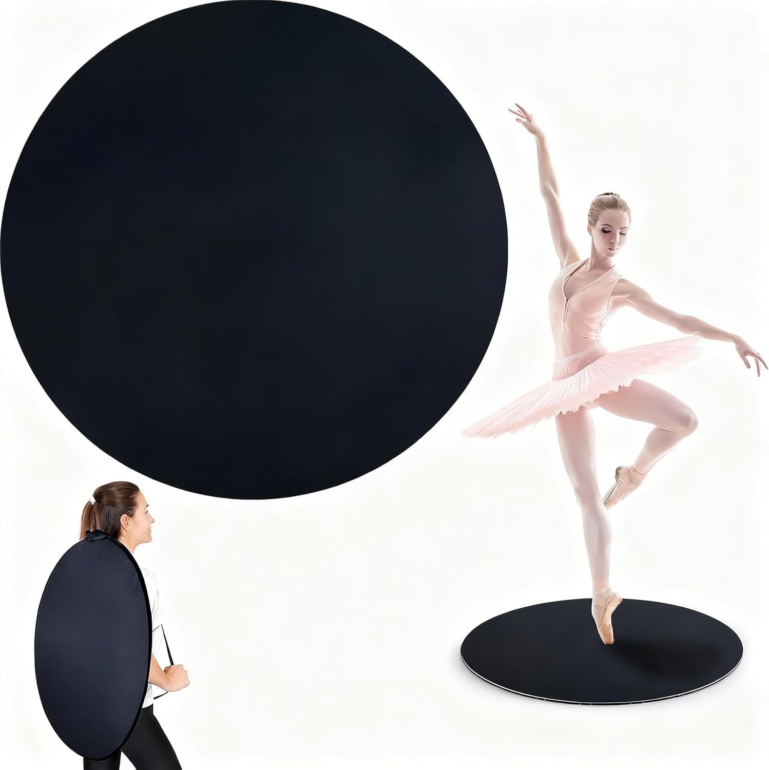 31inch Portable Dance Floor, Tap Dance Floor, Ballet Training Equipment Ideal for Figure Skating Practice Mat,Jazz,Tap Board,Turning Board and Party Dancing for All Ages with Travel Backpack