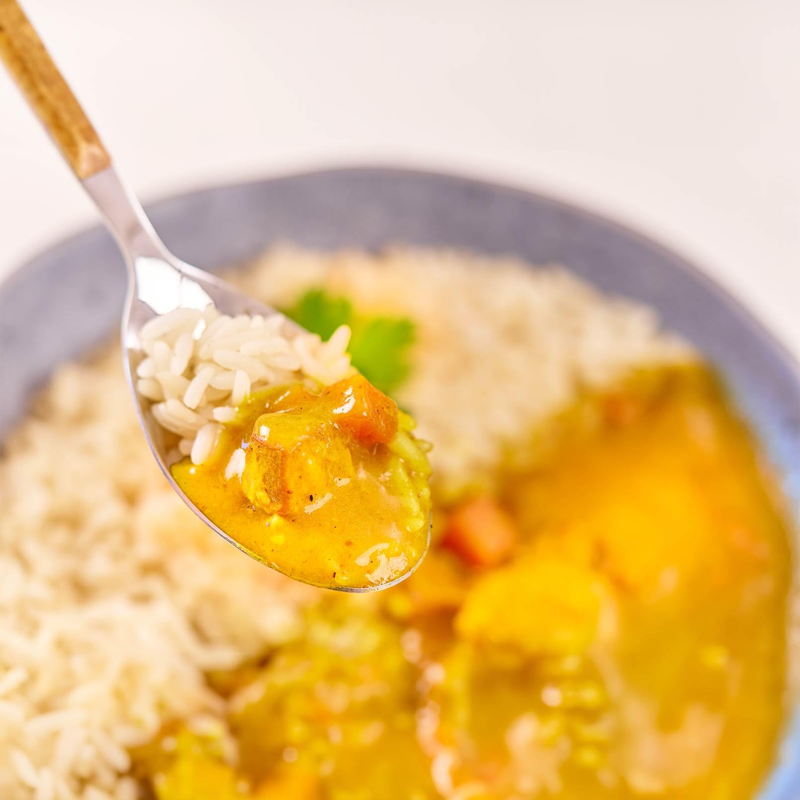 Plato Preparado Fit Arroz con Pollo en Salsa al Curry estilo Hindú de HSN | 420 gramos | Listo para Calentar y Tomar | Alto en Proteínas, Bajo en calorías | Comida Sana y Rica — view 7
