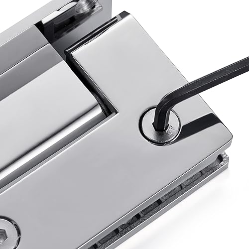 Miniatura 7 de Ranbo Bisagra de puerta de vidrio de ducha de 90 grados, acero inoxidable 304 sólido de 0.197 in, montaje de pared a vidrio, para puertas sin marco