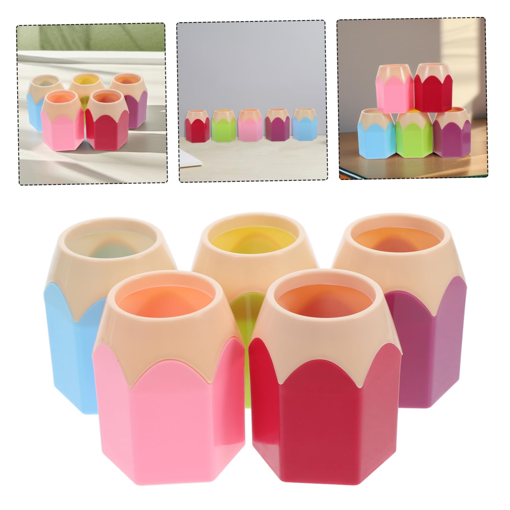 SEWACC 15 Stück Teiliges Stiftehalter Stabiler Schreibtisch Organizer für Bleistifte Marker Kosmetik Großer Fassungsvermögen Rutschfest für Schule Büro und Schminktisch