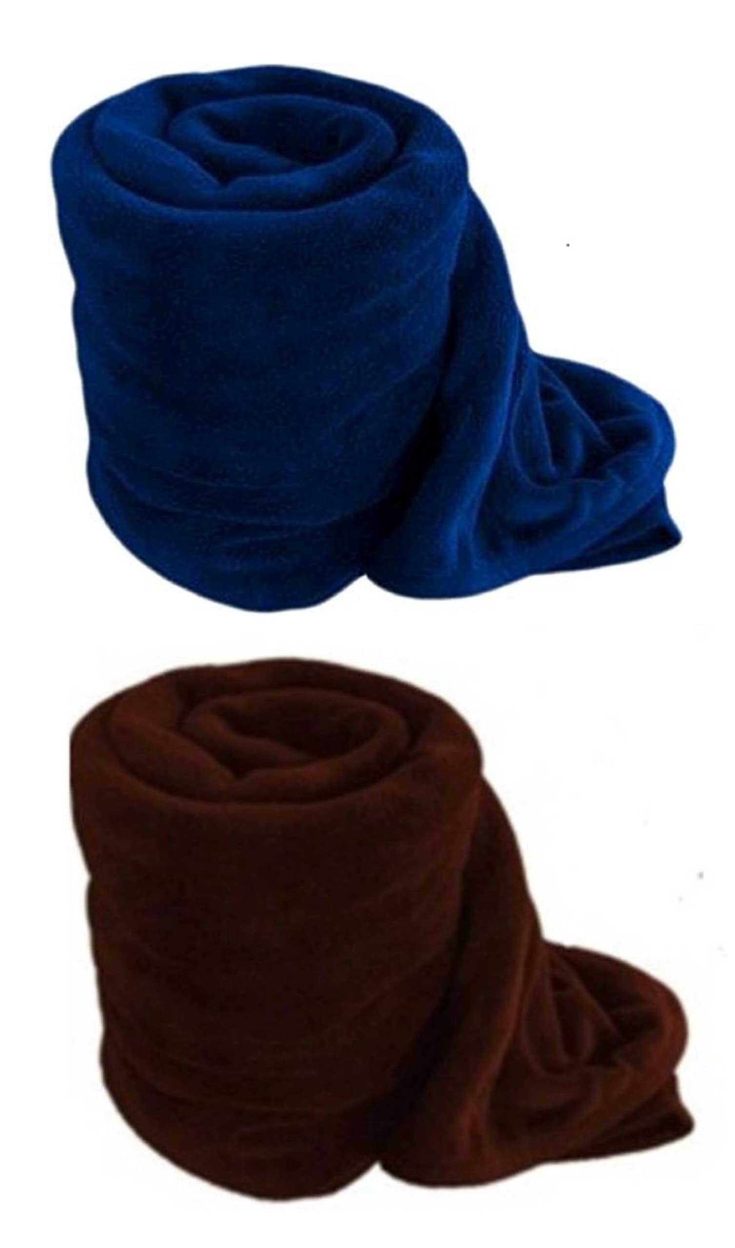 Neekshaa™ Combo Pack of 2 Single Bed Solid Polar Ac Blanket_Size - 60 * 90 inch, Color-Blue&Brown-image-26