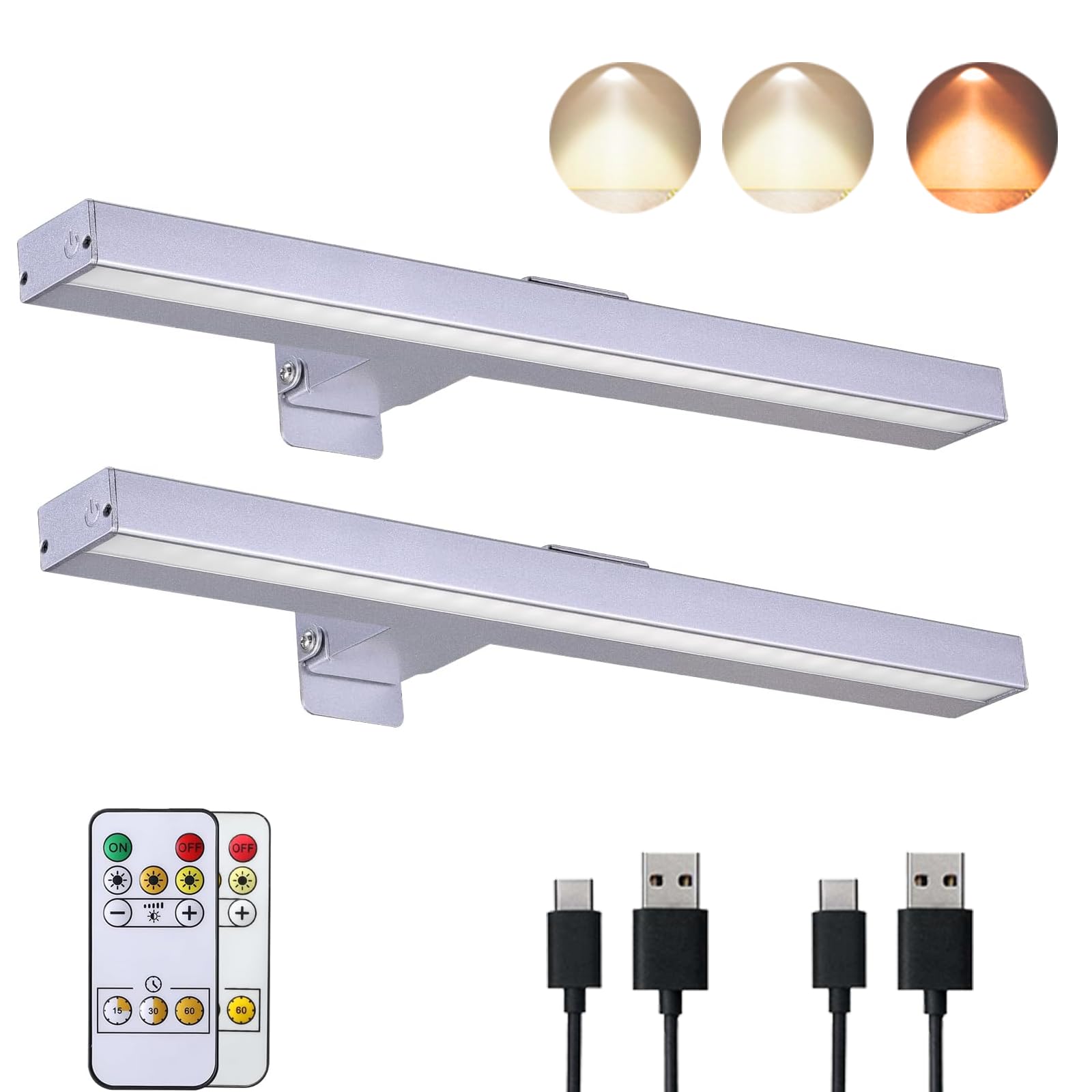 VIGMOJ 2Pack Wireless Picture Light, Dimmable Painting Light with Remote Control