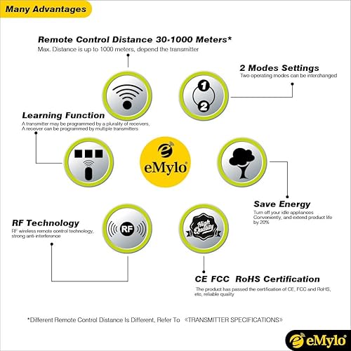 Miniatura 6 de eMylo DC 12V Control remoto inalámbrico interruptor de luz momentánea 16CH 433Mhz RF relé receptor con transmisor