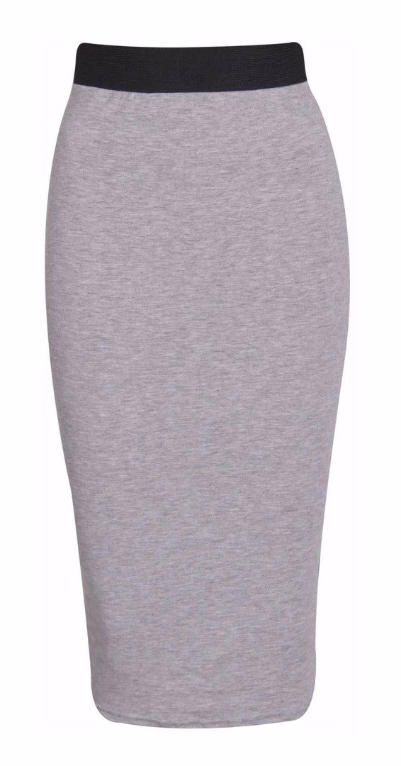 Elum Women's Silver ® Plain Office Bodycon Pencil Midi Skirt