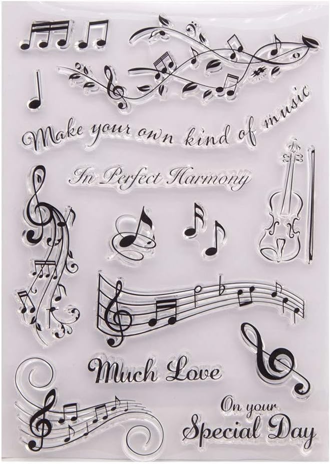 ArriettyMake Your Own Music Perfect Harmony Much Love on Your Special Day Melody Music Rubber Stamps Clear Stamps for Christmas Card Making Decoration and DIY Scrapbooking Rubber Stamps for Crafts