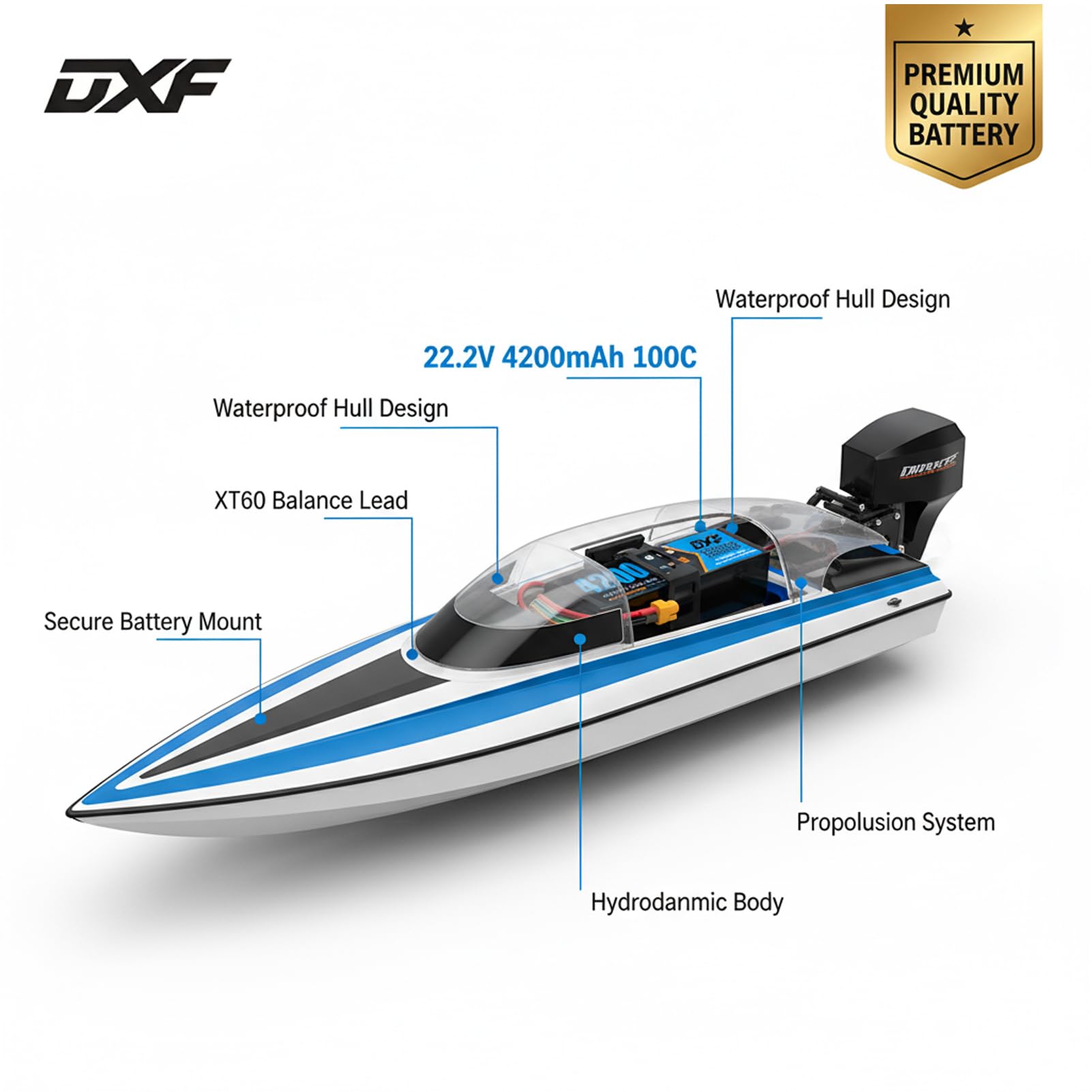 DXF 6S RC Lipo akumulator 4200 mAh 22,2 V 100C grafenowy akumulator z wtyczką xt60 do samolotu RC, helikoptera RC, quadcoptera, drona, samochodu, ciężarówki, łodzi, modelu (2 sztuki)