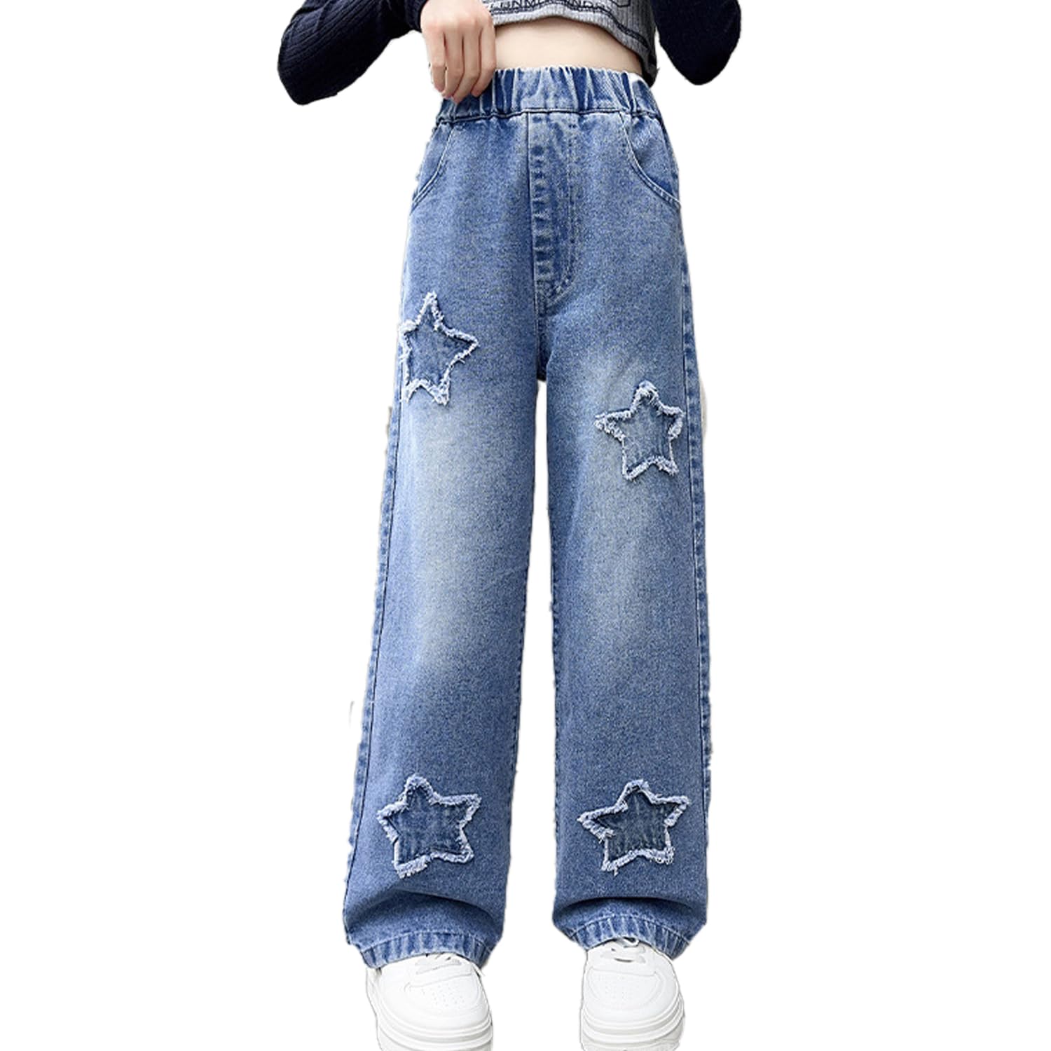 Kinder Jeans Hose Unisex - Baggy Style Mit Elastischem Bund