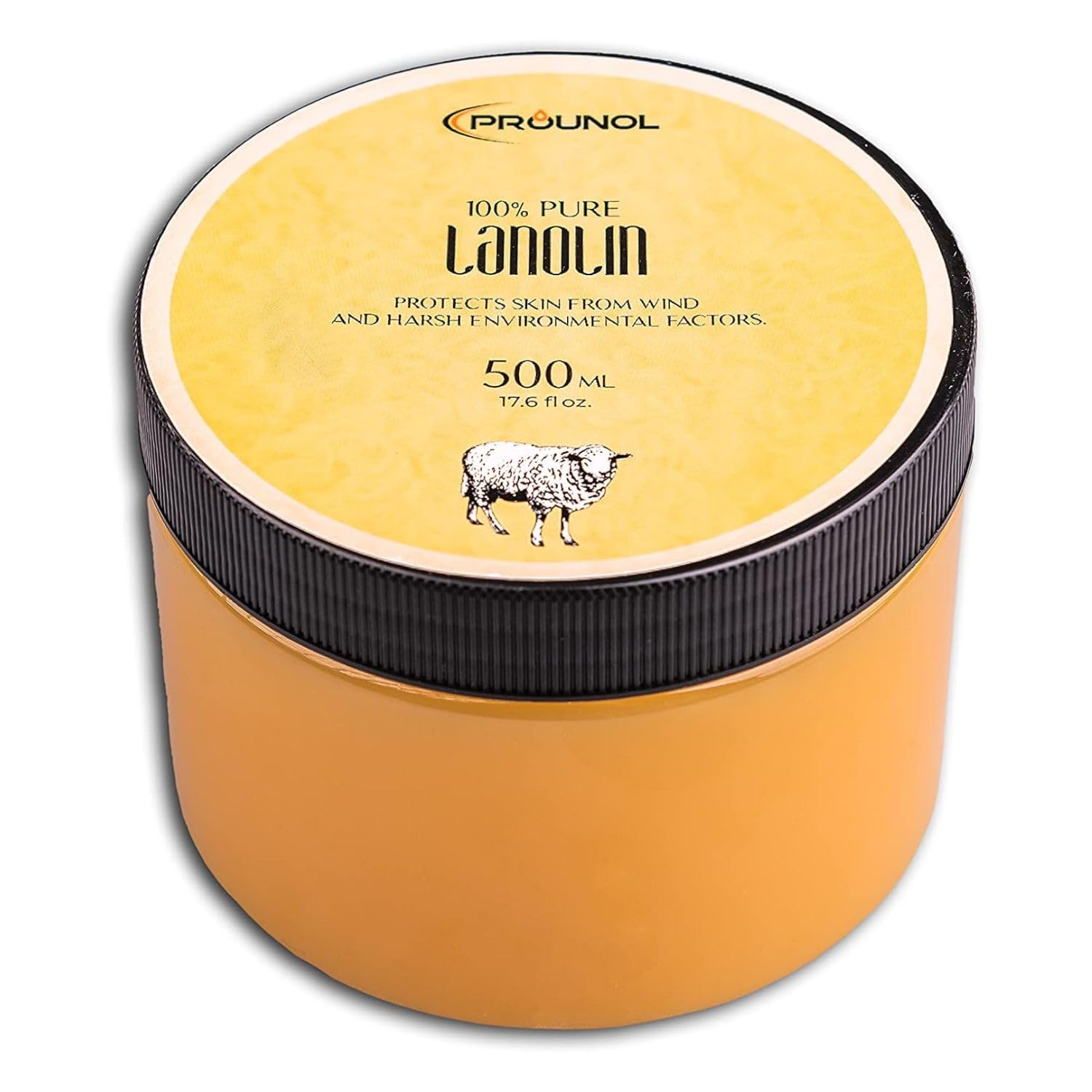 Prounol Lanolin Wollfett Anhydrat 500ml - Wasserfrei Zugabe für Kosmetik für Pflege Trockener Haut (Packung mit 2)