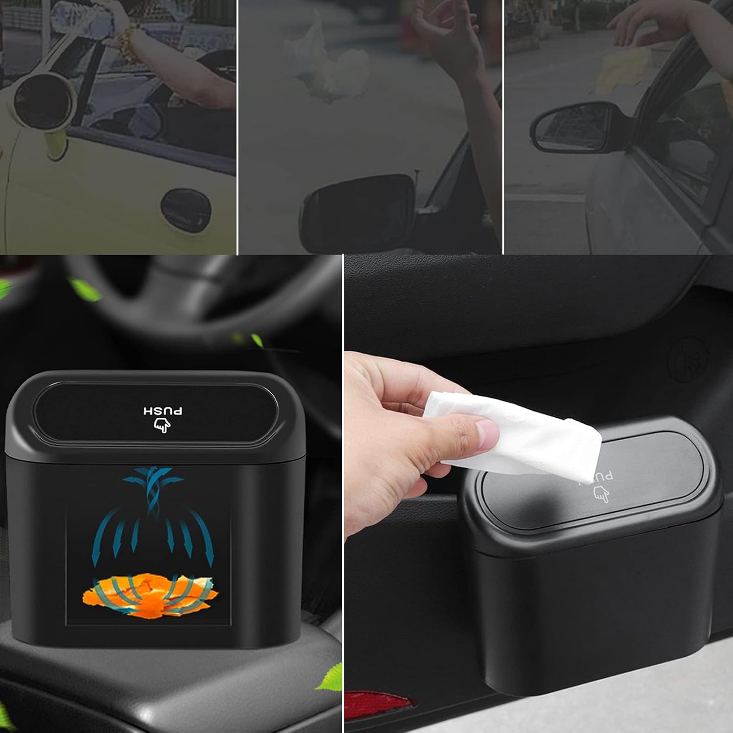 2Pcs Car Trash Can for 2015-2020 Ford F150 Lariat, King Ranch, Platinum, XL XLT Limited Raptor, Hanging Automotive Garbage Bin Mini Interior Waste Organizer Waterproof Plastic