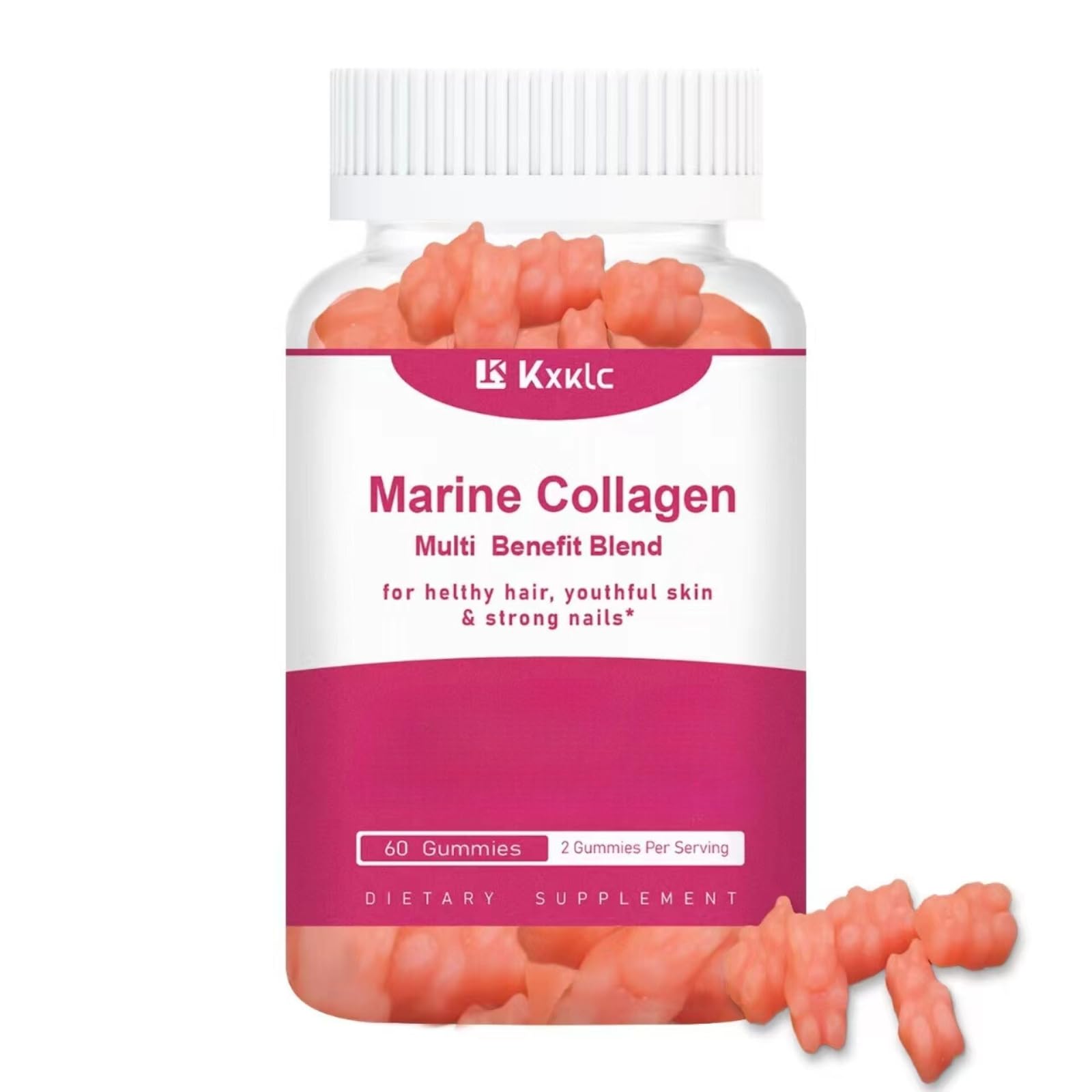 Marine Collagen Gummies- Multi-Benefit Blend of Vitamin Collagen Gummies for Healthy Skin Support with Vitamin C Zinc and