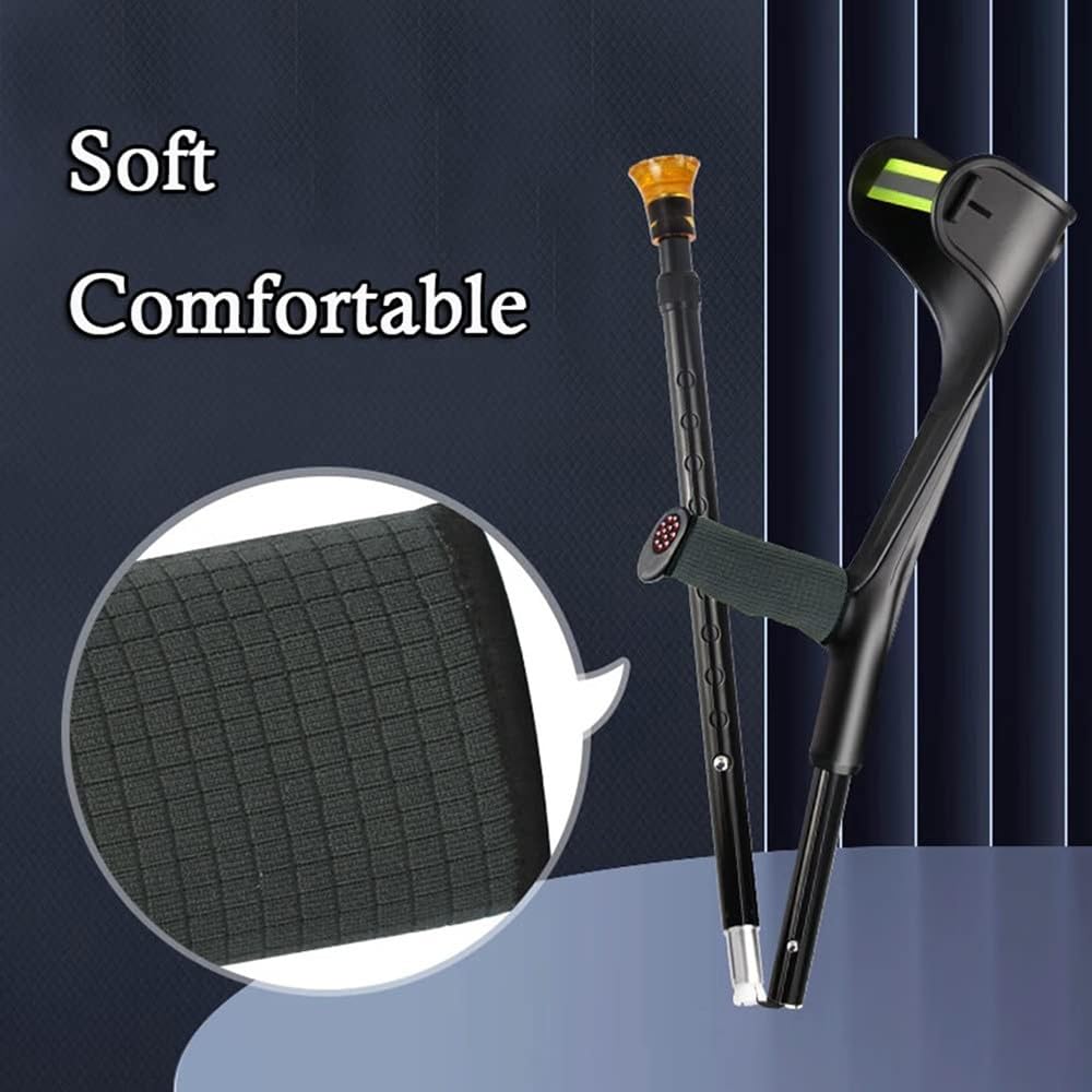 FLYUFO Muletas de Codo de Aluminio, Muleta de antebrazo para Adultos, Muletas Adulto Ligero Plegable，Muletas Ergonómicas de Aleación para Hombres/Mujeres/Ancianos 1pcs