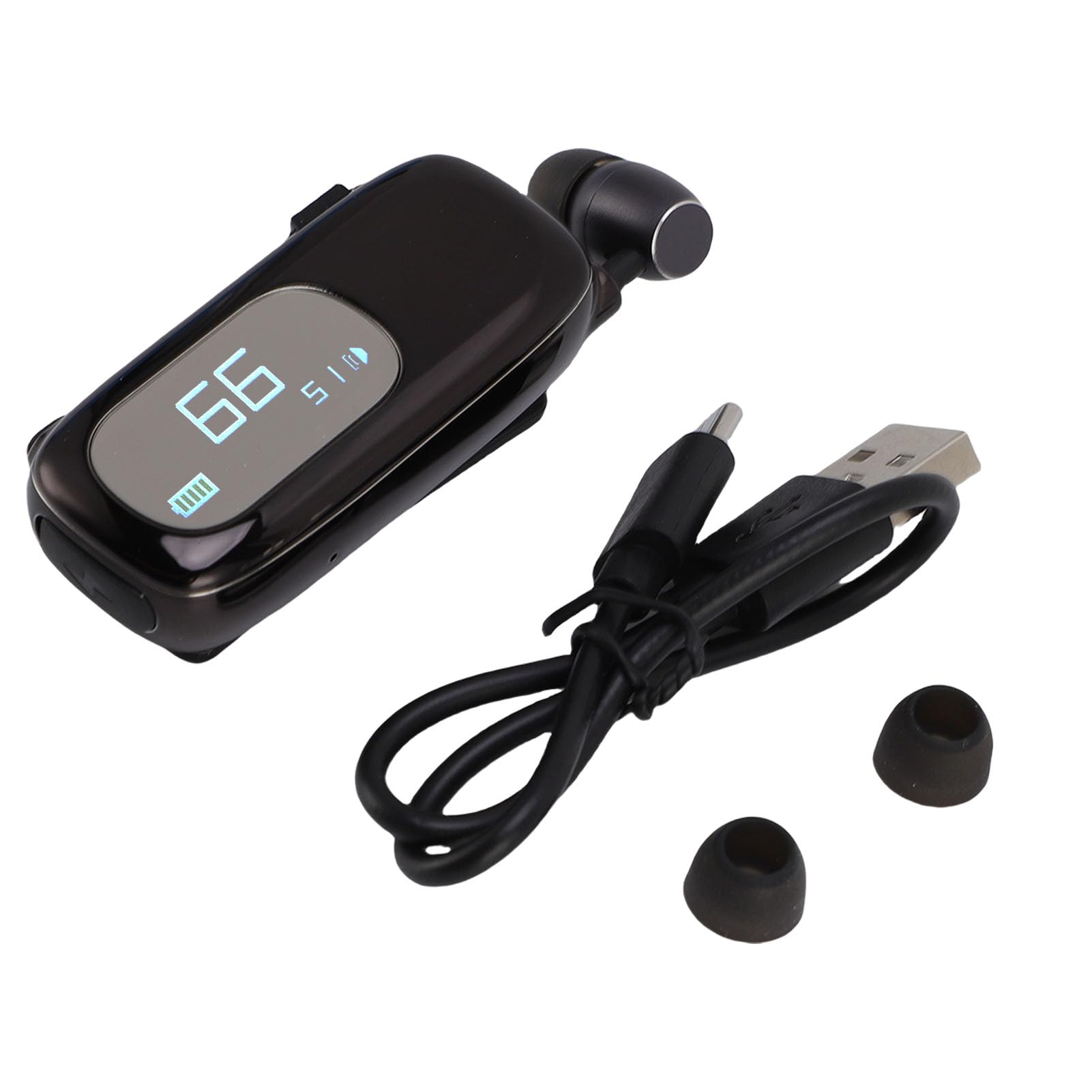 Zunate Auricolare Bluetooth con Clip e Display LCD |Auricolare Wireless Retrattile a Mani Libere per la Guida per Uso Aziendale (#1)