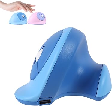 Rechargeable Mini Ergonomic Vertical Mouse - Dual-Mode Wireless & Bluetooth, Silent Operation, Multi-Device Compatible, Perfect for Laptops & Desktops, Great Gift for Family & Friends Blue