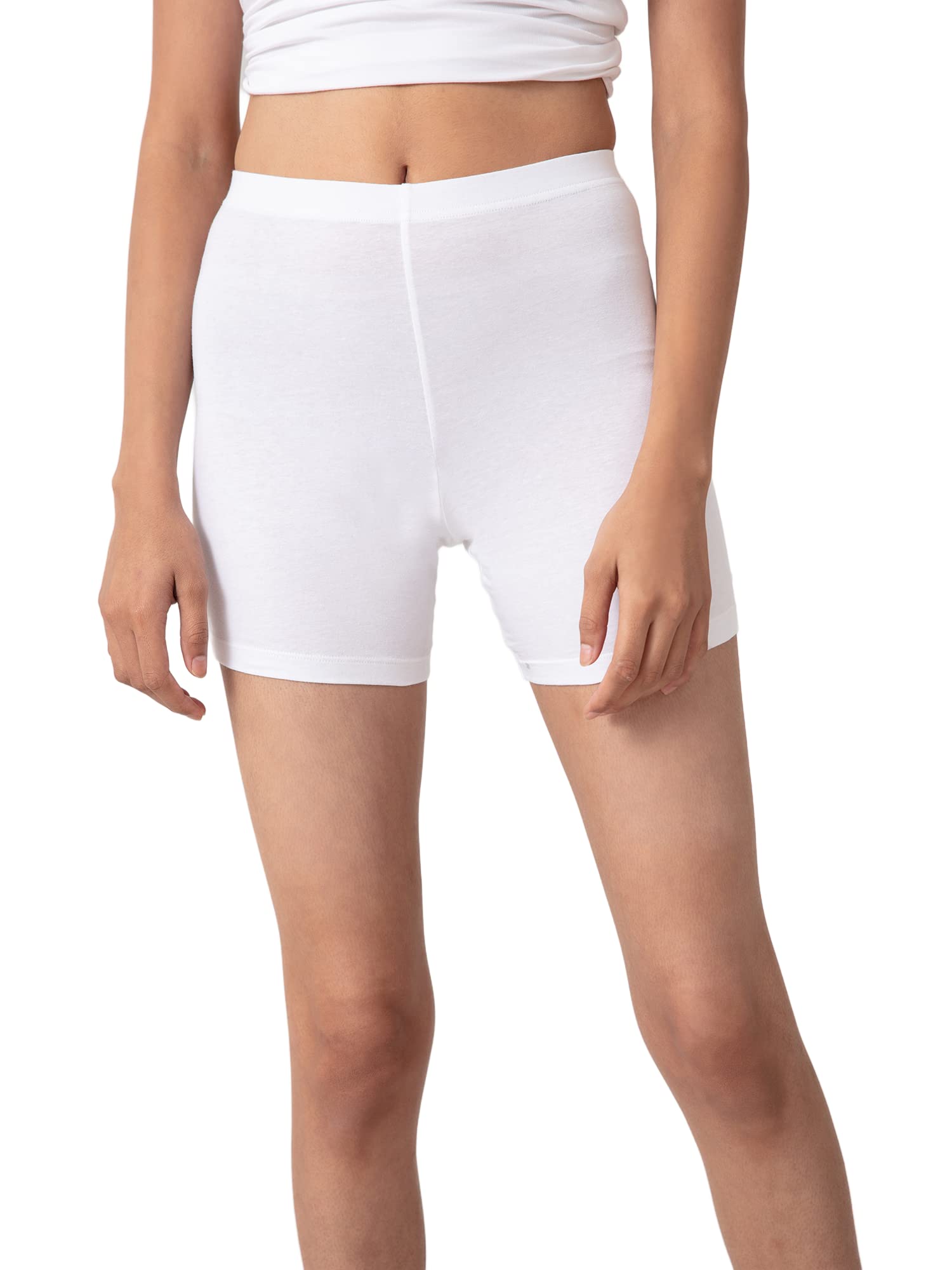 nykd (NYP083 Cotton Stretchable Cycling Shorts for Women | High Waist Shorties with Full Coverage & Concealed Waistband | Ideal for Casual wear & Sports - White-picture-51