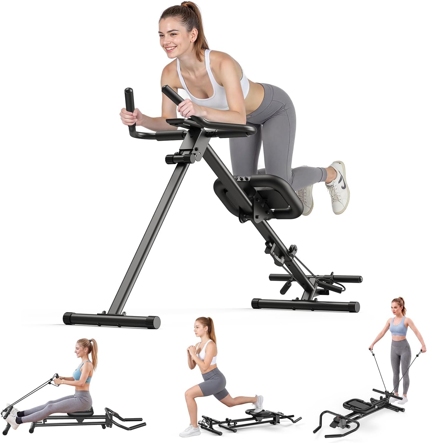 MR. CAPTAIN Ab Machine, Adjustable Ab Trainer Machine for Abs Workout at Home Gym, Foldable, LCD Monitor, Device Holder, 400 LBS, Abdominal Trainer for Stomach Workout