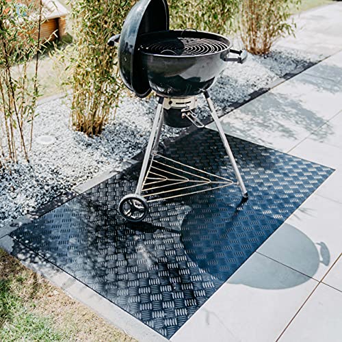 PROFOLIO Schwarze Grillunterlage Für Alle Grills - Bodenschutzmatte als Hitze- und Funkenschutz -...