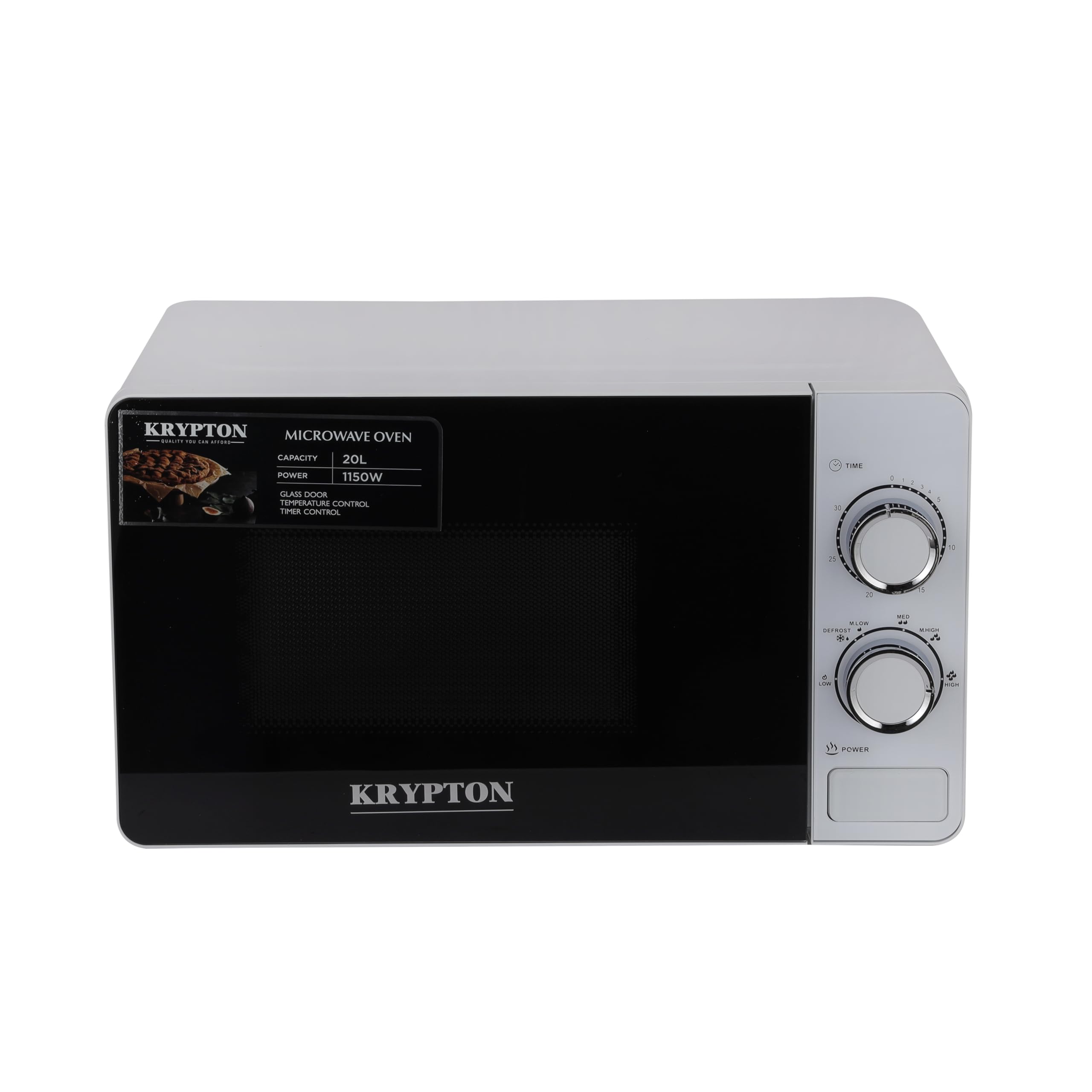 Krypton 20 L Microwave Oven | Multi-Functional Cooking, Timer and Temperature Control, Defrost Function, Reheating, Thawing/Push Open Door Handle and Mirror Glass Finish/Black, 2 Years Warranty