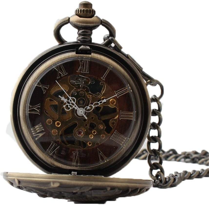 Desconocido Reloj de Bolsillo, Reloj de Bolsillo con Cadena Vintage Cuarzo Medio Cazador Regalo de Moda