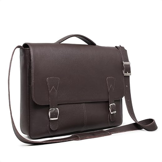 Bolsa Pasta Transversal Executiva em Couro Premium, para Notebook e Documentos, Masculina e Feminina