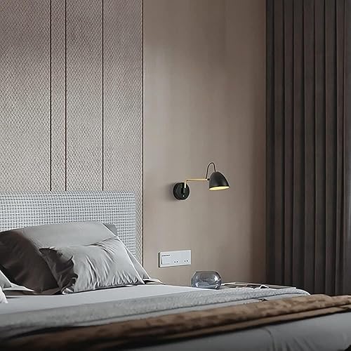 Miniatura 4 de Lámpara de pared moderna con brazo oscilante, control táctil de metal, luz cálida, aplique interior para sala de estar, dormitorio, estudio,