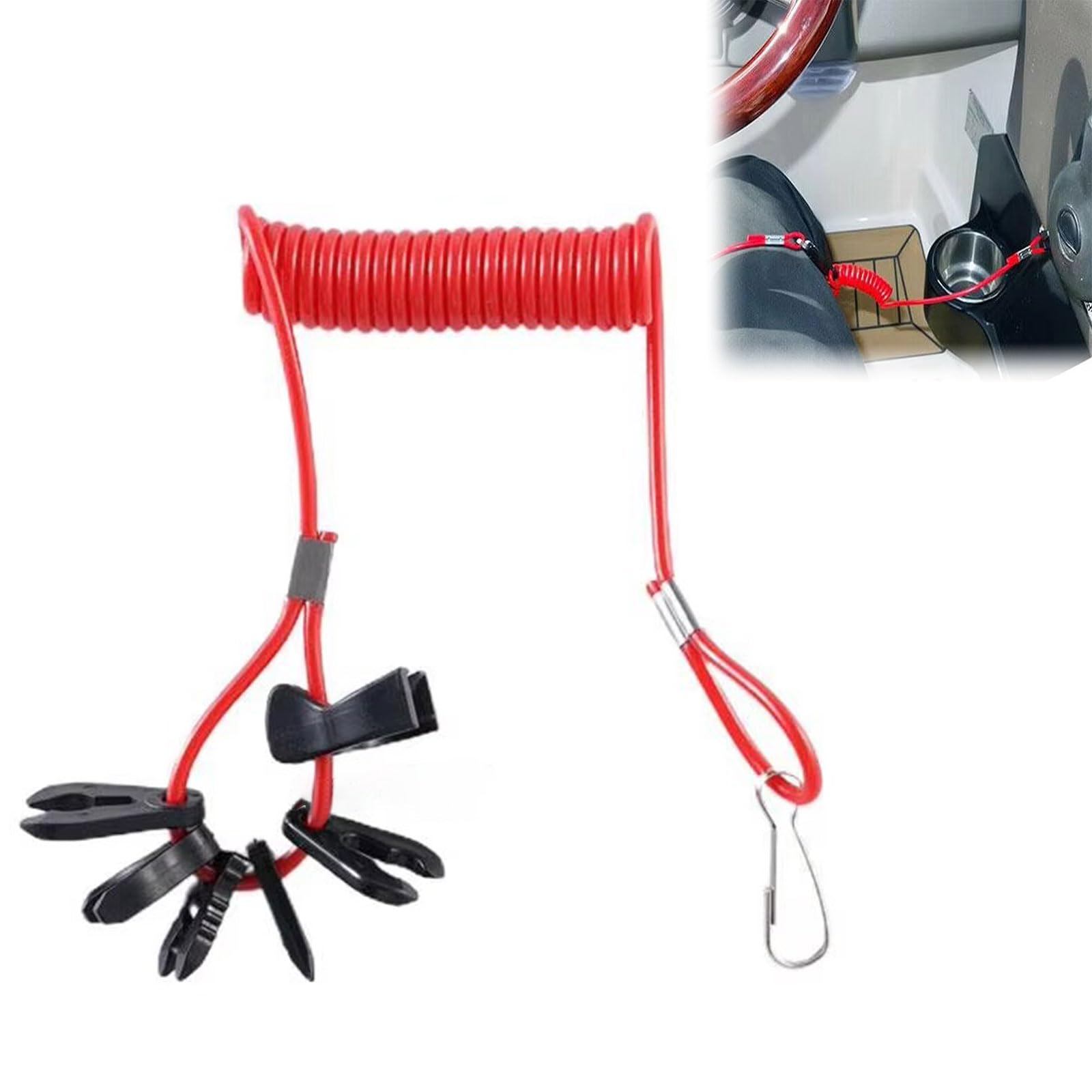 Laccio Sicurezza Per Motore Fuoribordo - Interruttore Arresto Emergenza Con Cordino E Clip - Foto 4