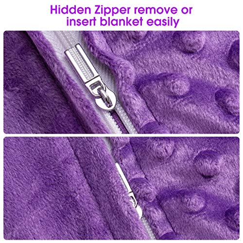 Image of Acdyion Weighted Blankets Removable Duvet Cover for Adults Twin Size (48 inchx72 inch),Heavy Blanket Duvet Cover with Soft and Comfort Minky with 12 Ties,Machine Washable Soft Weighted Blanket Cover (Purple)