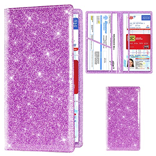 Image of TOURSUIT Car Registration and Insurance Card Holder, Glitter Purple
